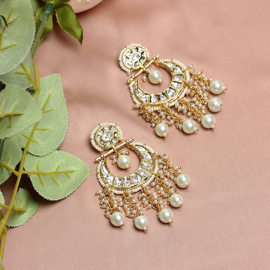 Ruksar Kundan Earrings in Pearl