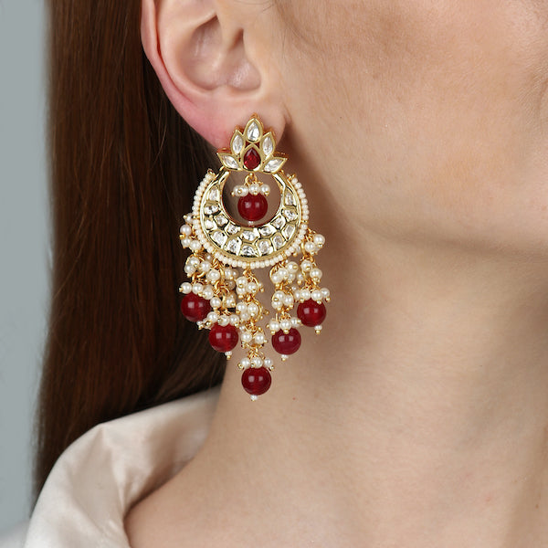 Nazneen Kundan Earrings in Ruby