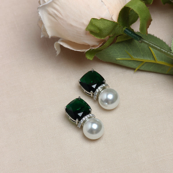 Emerald and Pearl Studs