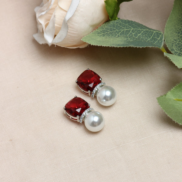 Ruby and Pearl Studs
