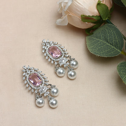 Shanaya AD Earrings in Pink