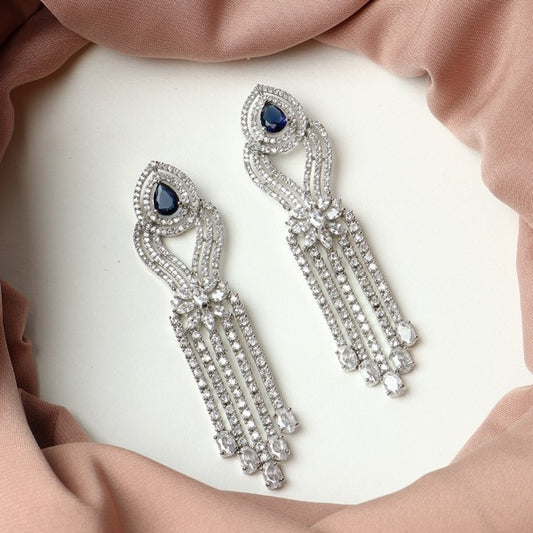 Emily Earring in Tassles and Sapphire