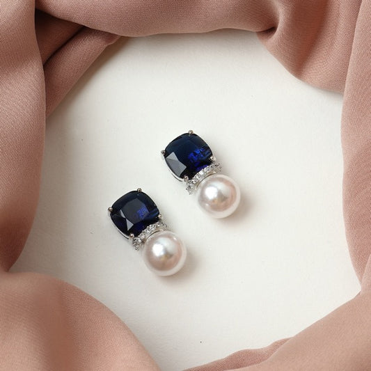 Sapphire and Pearl Studs