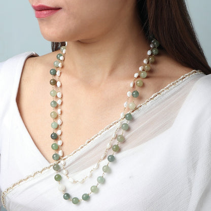 Minaxi Mala in Mix Green Onyx and Pearl