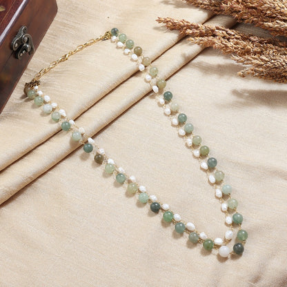 Minaxi Mala in Mix Green Onyx and Pearl