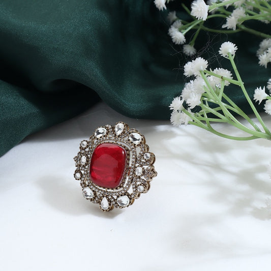 Shravya Polki Ring in Ruby