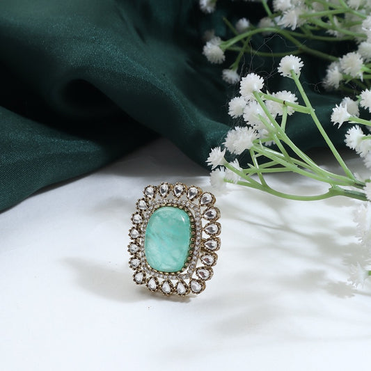 Srujana Mint Green Polki Ring