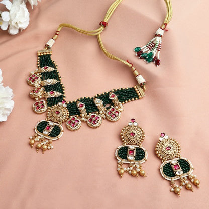 Ameya Gold Emerald Set