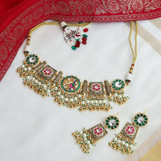 Vaidehi Gold Plated Choker in Green