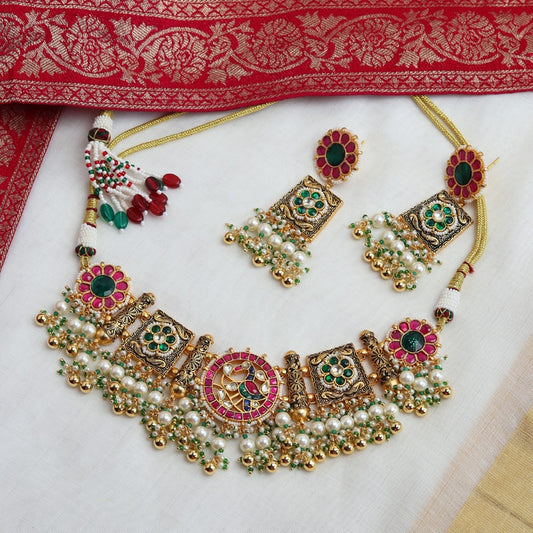 Vaidehi Gold Plated Choker in Ruby