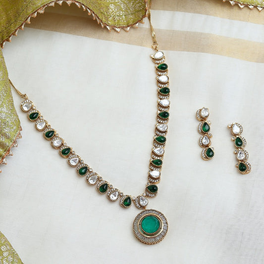 Aadrika Polki and Emerald NeckPiece