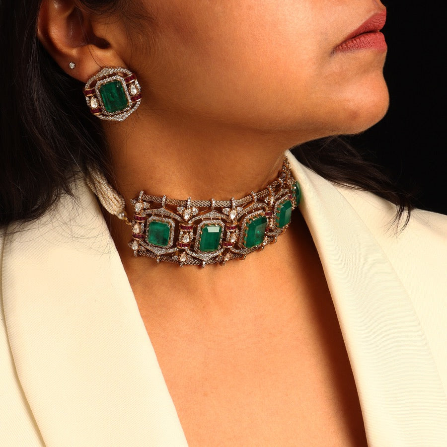 Sahiba Emerald Modern Choker