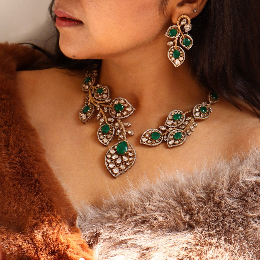 Zoya Emerald Floral Open Necklace