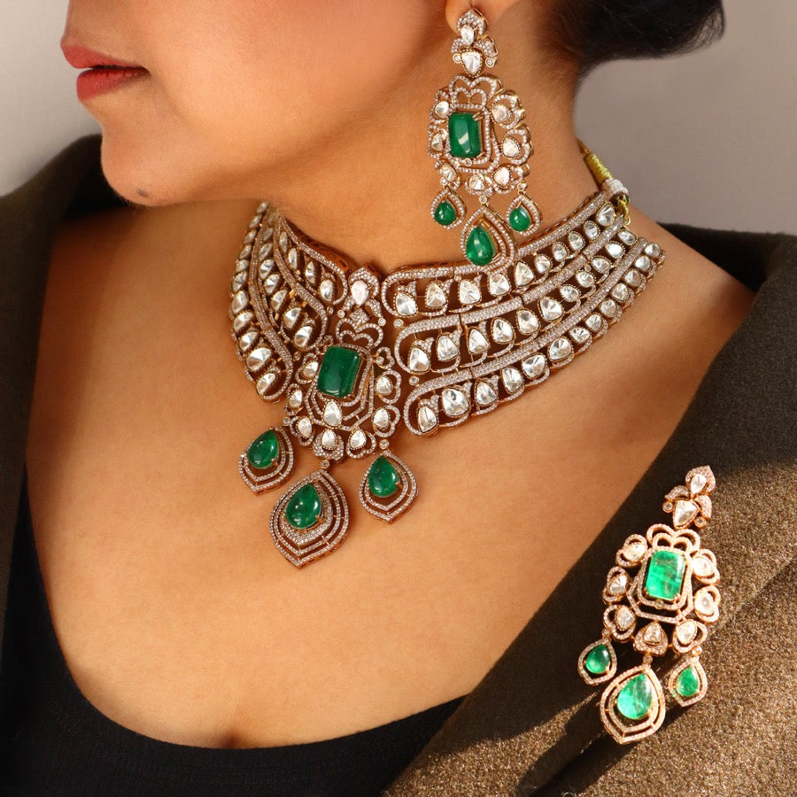 Elisa Choker in Polki and Emerald