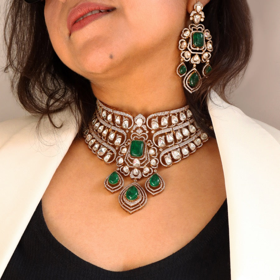 Elisa Choker in Polki and Emerald