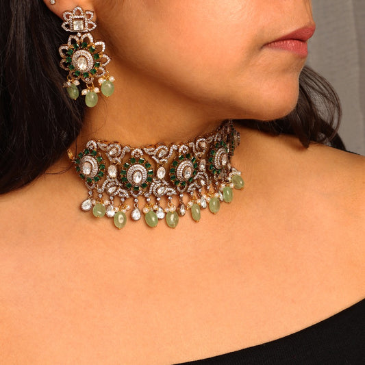Misha Polki Emerald Choker