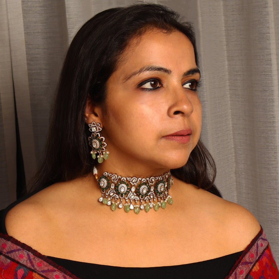 Misha Polki Emerald Choker