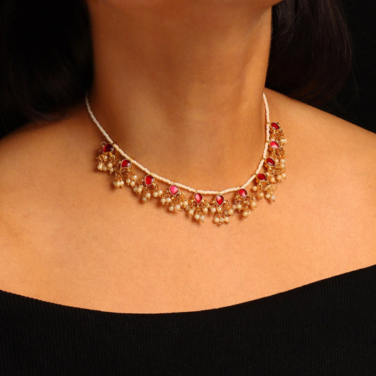 Jiyaa Ruby Kundan Necklace
