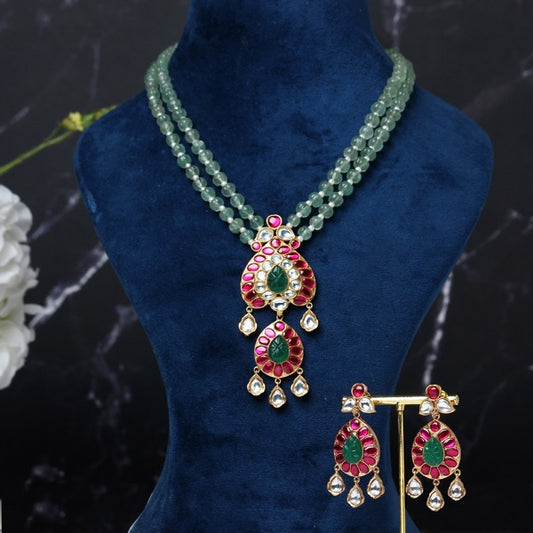 Suba Set in Ruby and Green
