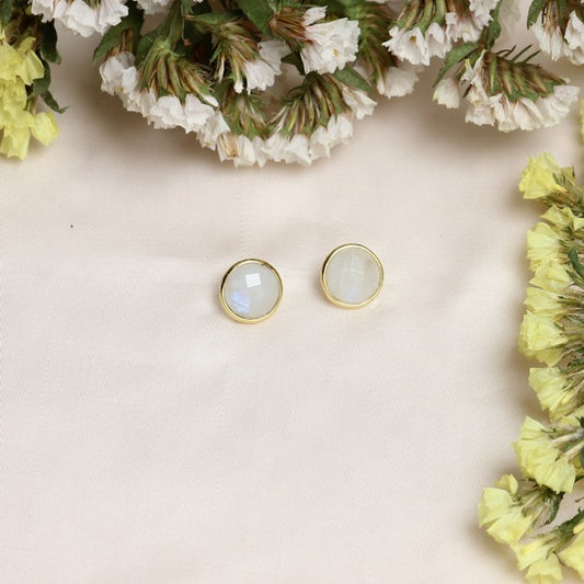 92.5 Silver Round Stud in MoonStone
