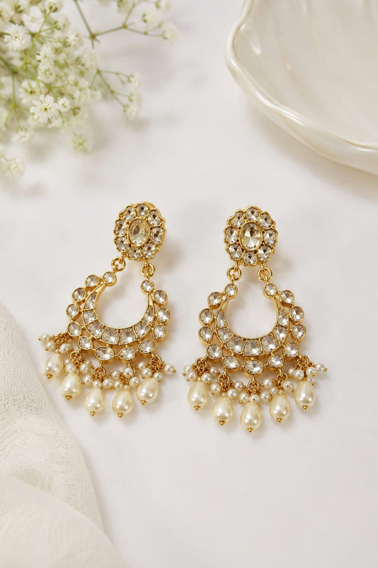 Ahilya White Kundan  Earrings
