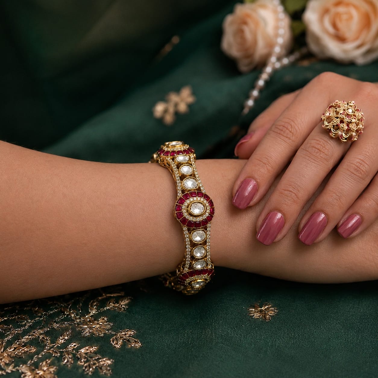 Mayura Emerald Moissanite  Bangle