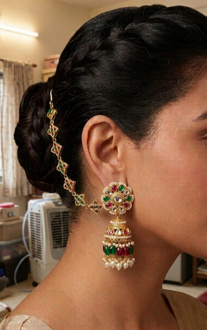 Champakali Kachain in Ruby & Emerald