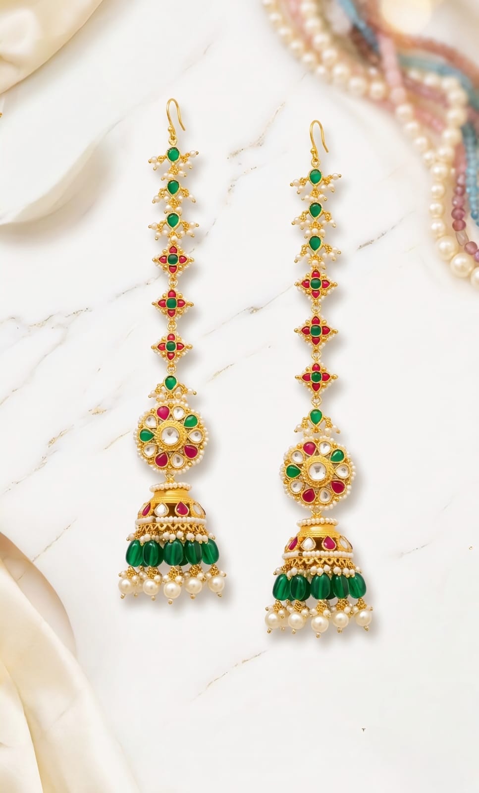 Champakali Kachain in Ruby & Emerald