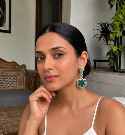 Harit Silver Floral Drop Earrings