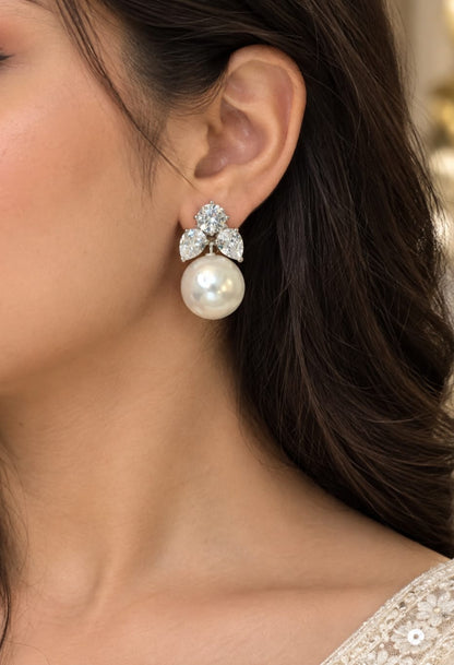 Tara Trio Pearl Drop Stud Earrings