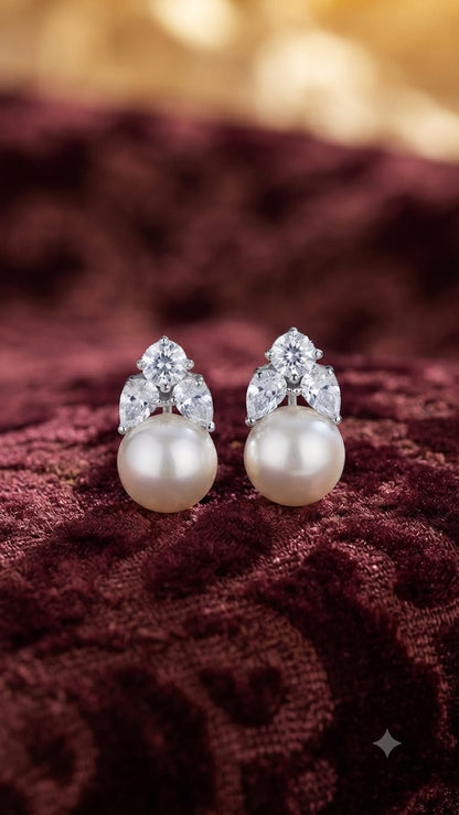 Tara Trio Pearl Drop Stud Earrings