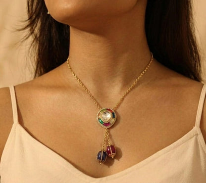 Meera  Navratna Pendant Set