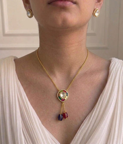 Meera  Navratna Pendant Set