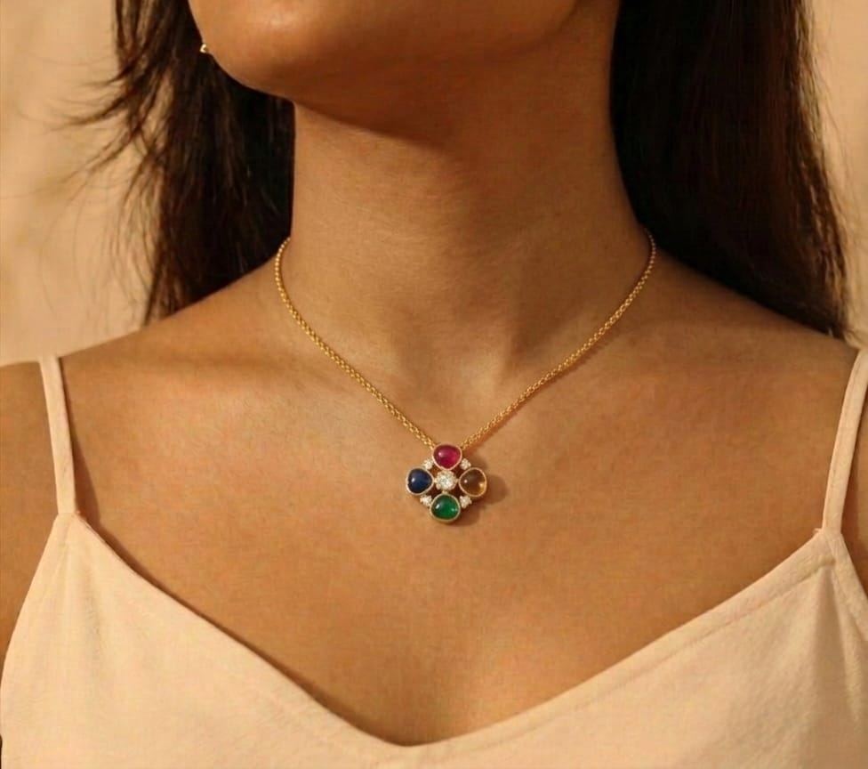 Navratna Pendant Neck Set