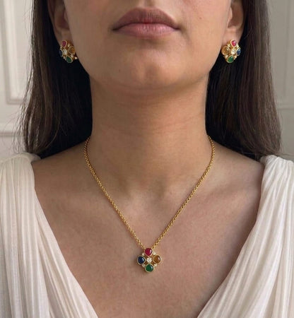 Navratna Pendant Neck Set