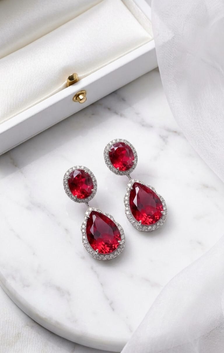 Charlotte Ruby drop earring