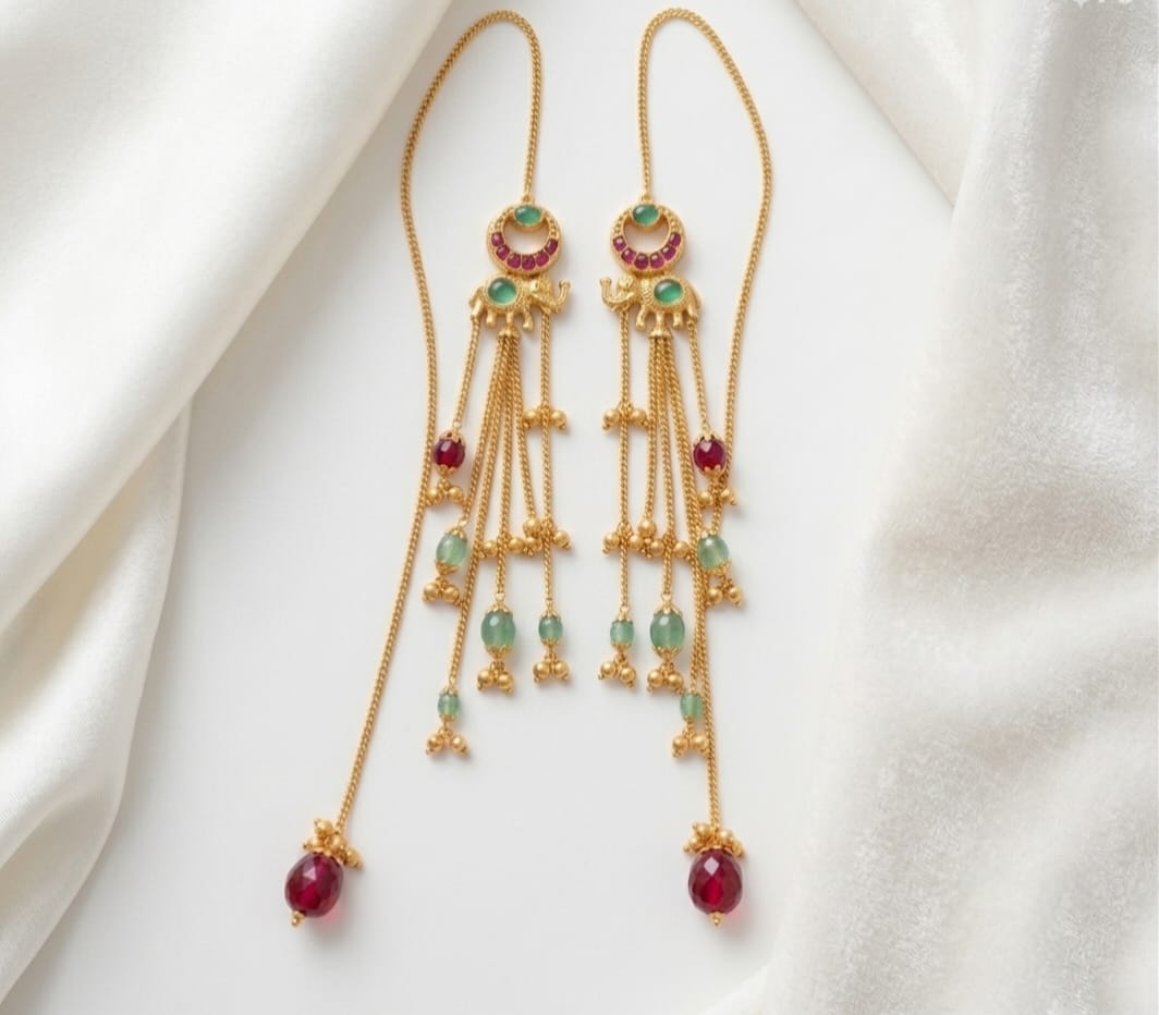 Kashmiri log chain earring