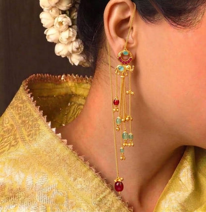 Kashmiri log chain earring