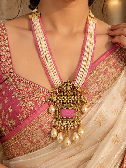 Morpankhi Moti Haar in Pink