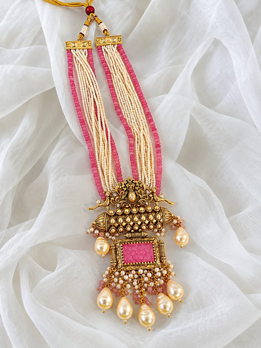 Morpankhi Moti Haar in Pink