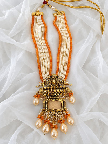 Morpankhi Moti Haar in Orange