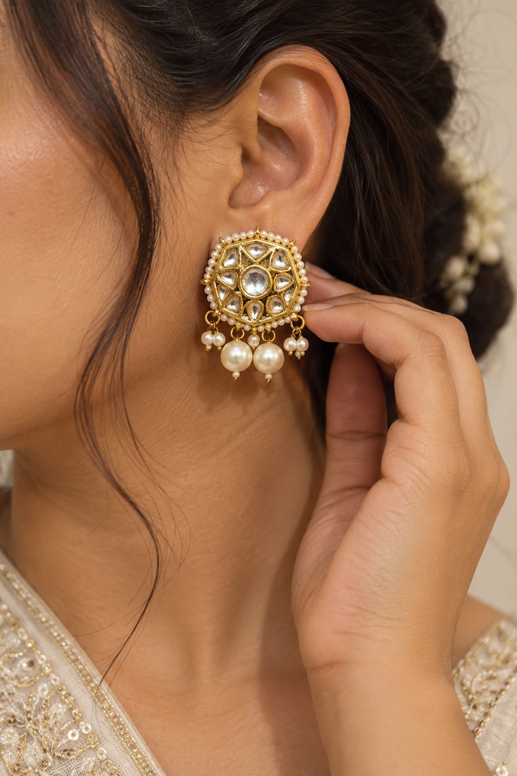 Kundan stud earring 
