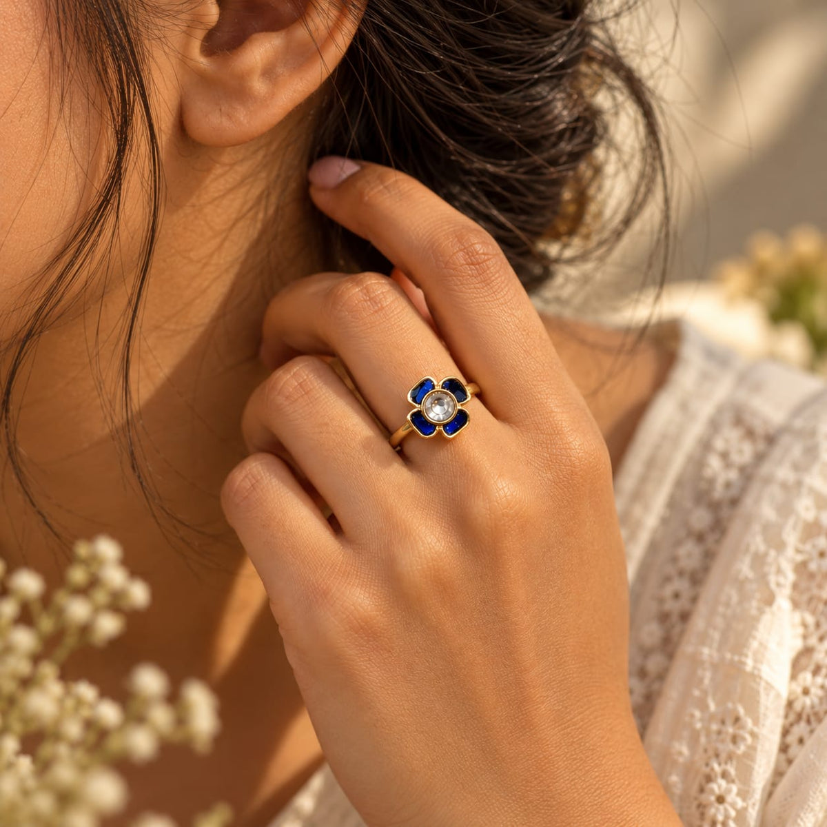 Neelkamal Blue Floret Ring