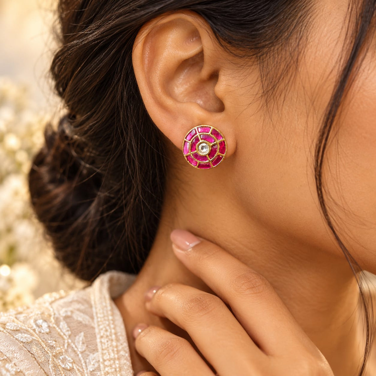 Wheel Ruby Stud Earrings
