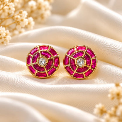 Wheel Ruby Stud Earrings