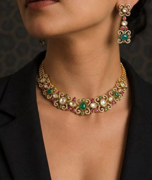 Nutan Polki neck set