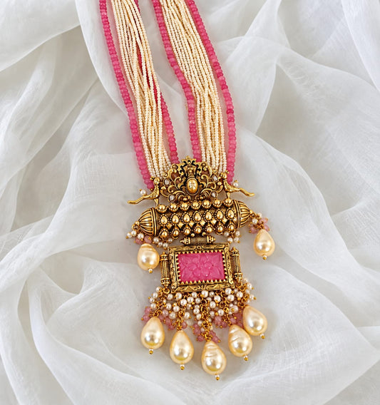 Morpankhi Moti Haar in Pink