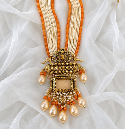 Morpankhi Moti Haar in Orange