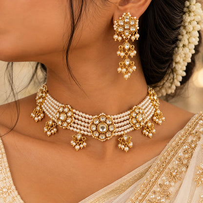 Mogra Moti Kundan Choker Set