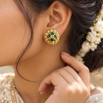 Patravali Emerald Stud Earrings